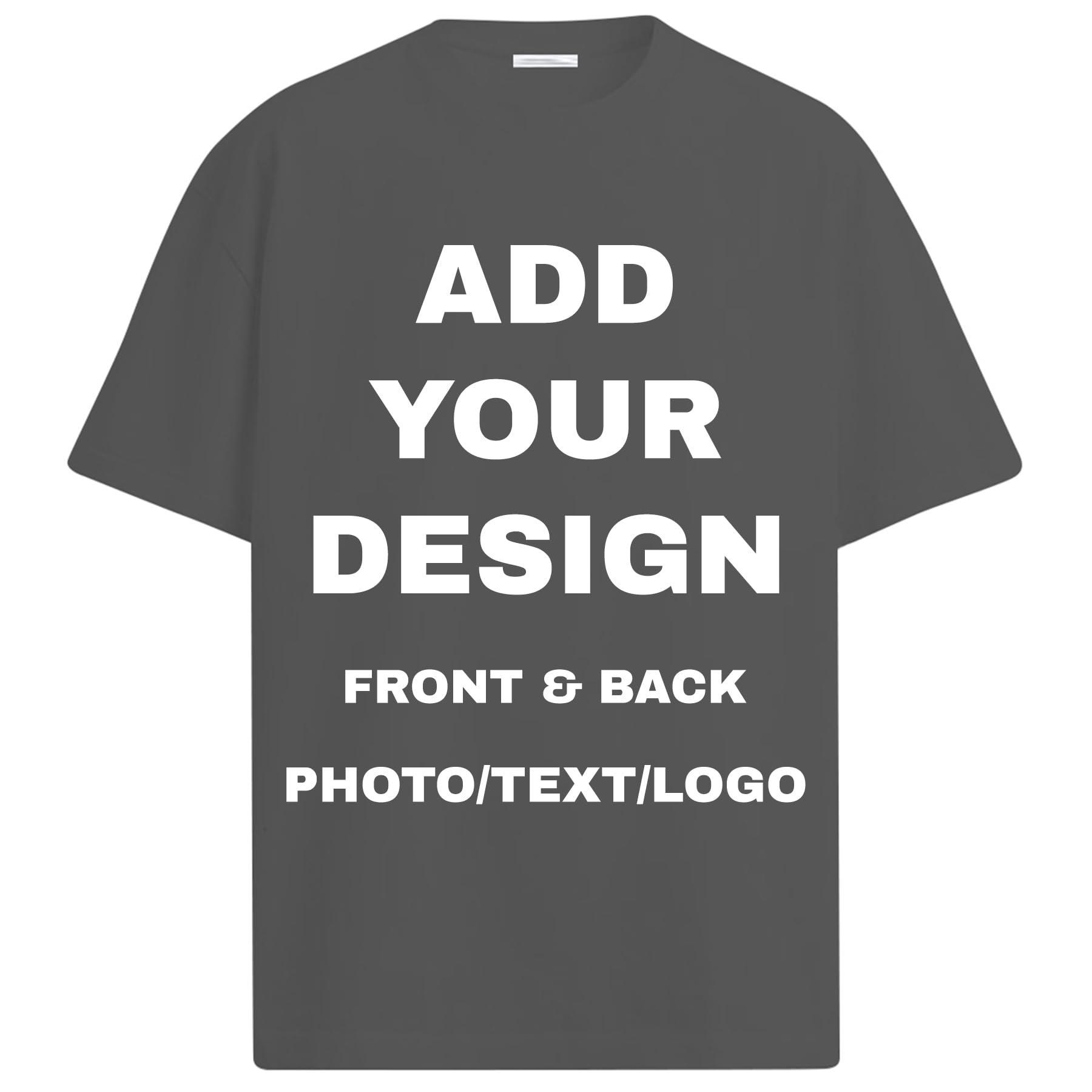 RUILULULI Personalized Custom T Shirts for Women Men T-Shirt Front Back Add Your Own Design with Image Text Logo Tee Tshirt Tops, Charcoal Large