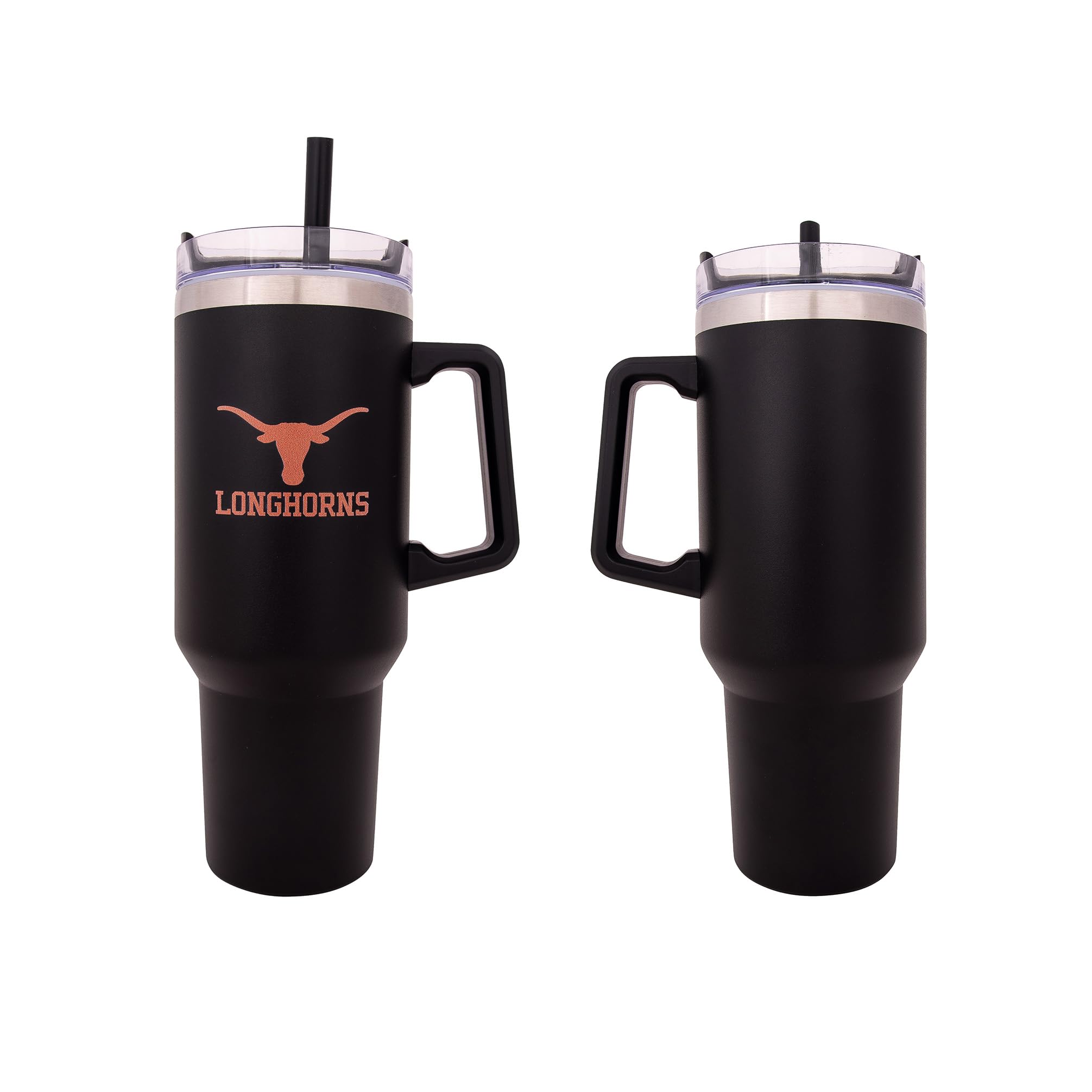 Desert Cactus University of Texas Longhorns UT Austin Large Insulated Stainless Steel Handle Lid Straw Reusable Double Walled Cup Hot Cold Drinkware Laser Etched (40oz Ounce Rally Tumbler)