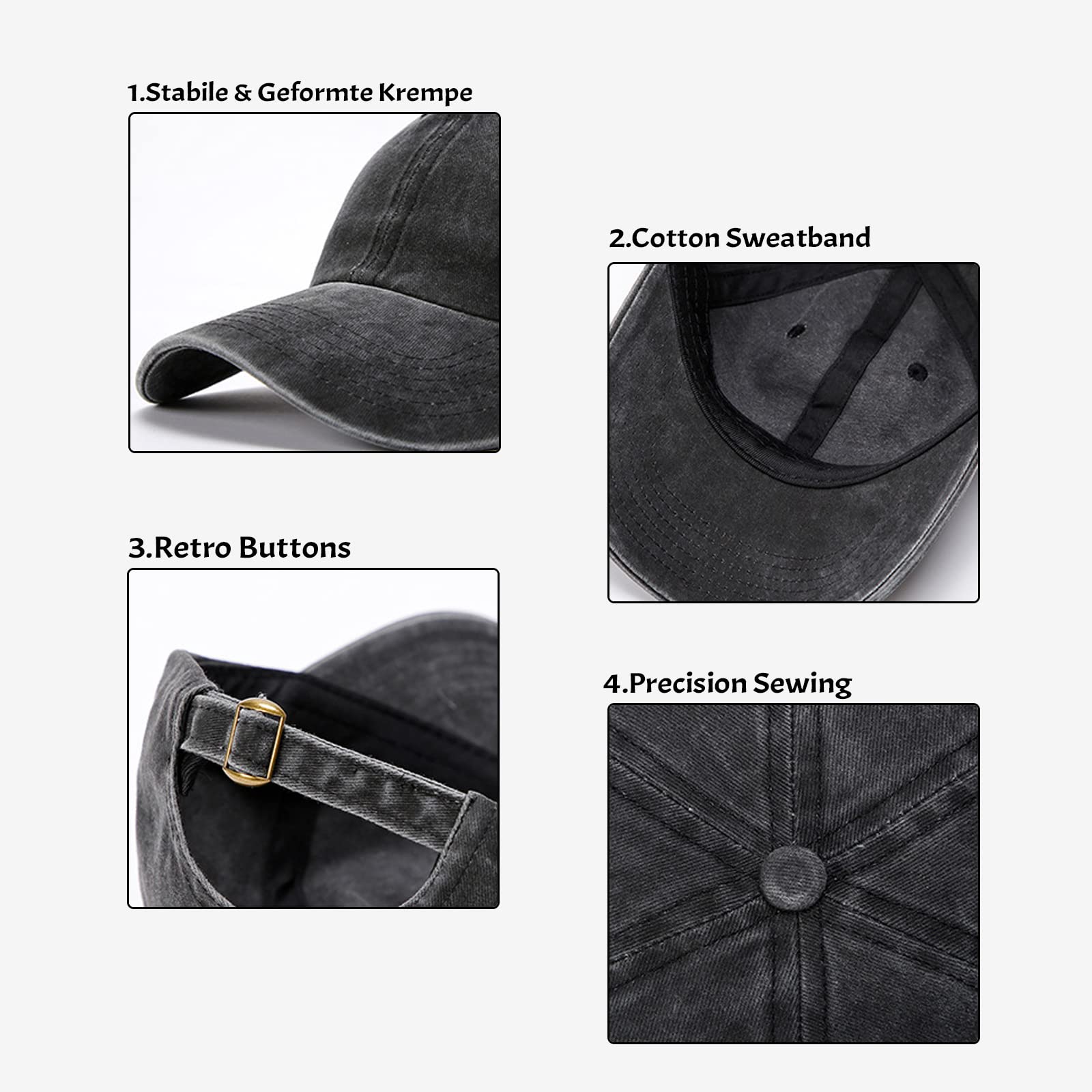 Reuhen Custom Baseball Cap with Embroidery Text Logo and Print Photo,Image, Personalized Adjustable Classic Washed Vintage Trucker Caps