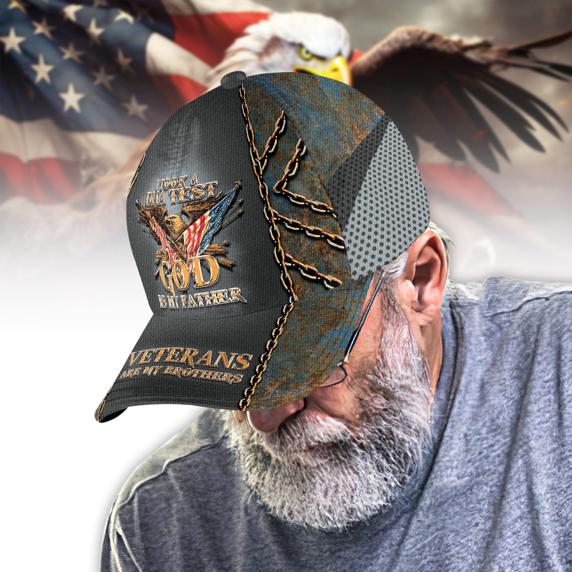 ROLOL Veterans Baseball Hat - Men's Cap with Eagle Pattern, Gift Idea for Veterans Day, Memorial Day