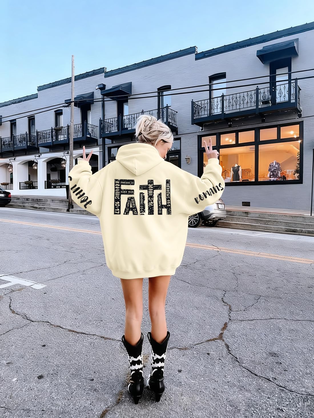 FASHGL Jesus Hoodies for Women Christian Sweatshirts Letter Graphic Faith Sweatshirt Christian Hoodie Long Sleeve Tops Apricot